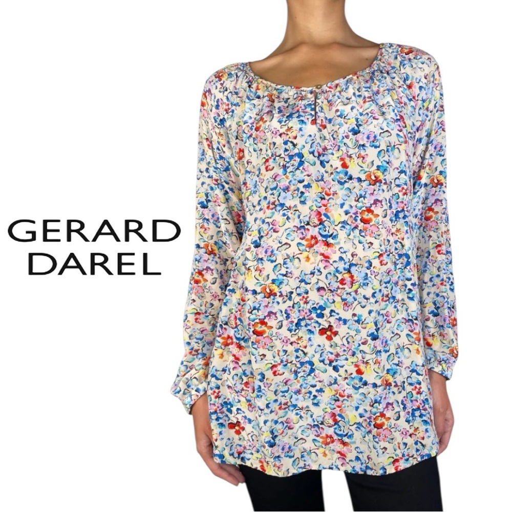 Gerard Darel 100% Silk Floral Blouse Size 36 S Watercolor Print Designer